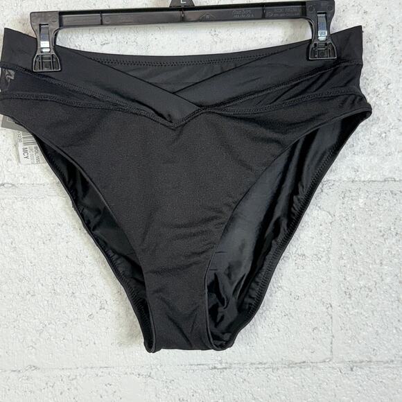 Bar III Women's Natural Beauty High Leg Bikini Bottoms black Medium - Picture 6 of 8